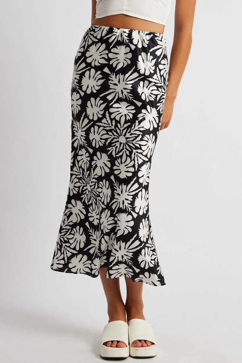 Black Abstract Slip Skirt Maxi sold by Ally Fashion