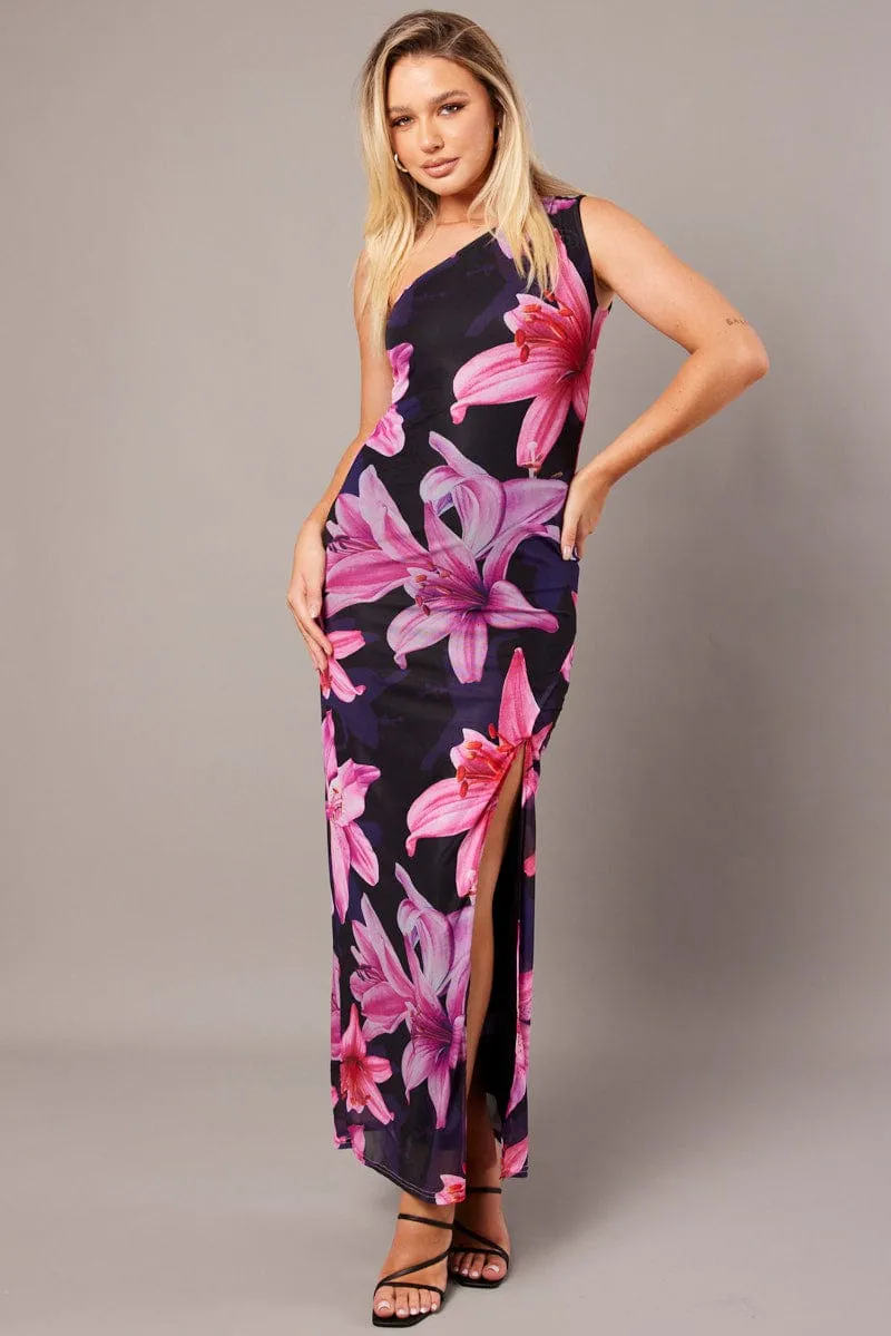 Black Maxi Dress One Shoulder Side Split Dress sold by Ally Fashion product image thumbnail 2