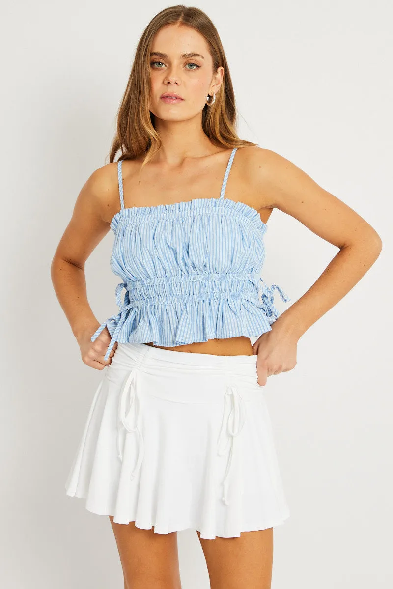 Blue Stripe Crop Top Sleeveless Ruched sold by Ally Fashion product image thumbnail 3