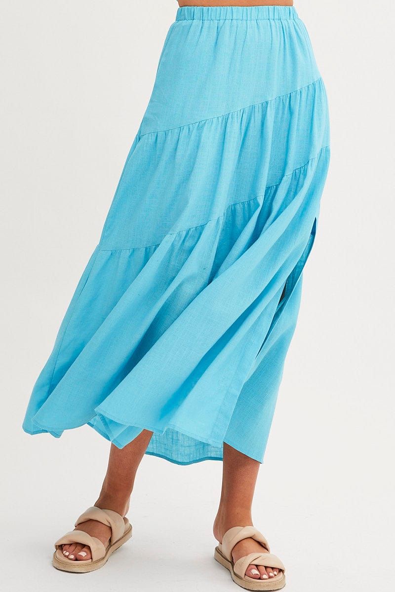 Blue Maxi Skirt Asymmetric Tier sold by Ally Fashion product image thumbnail 2