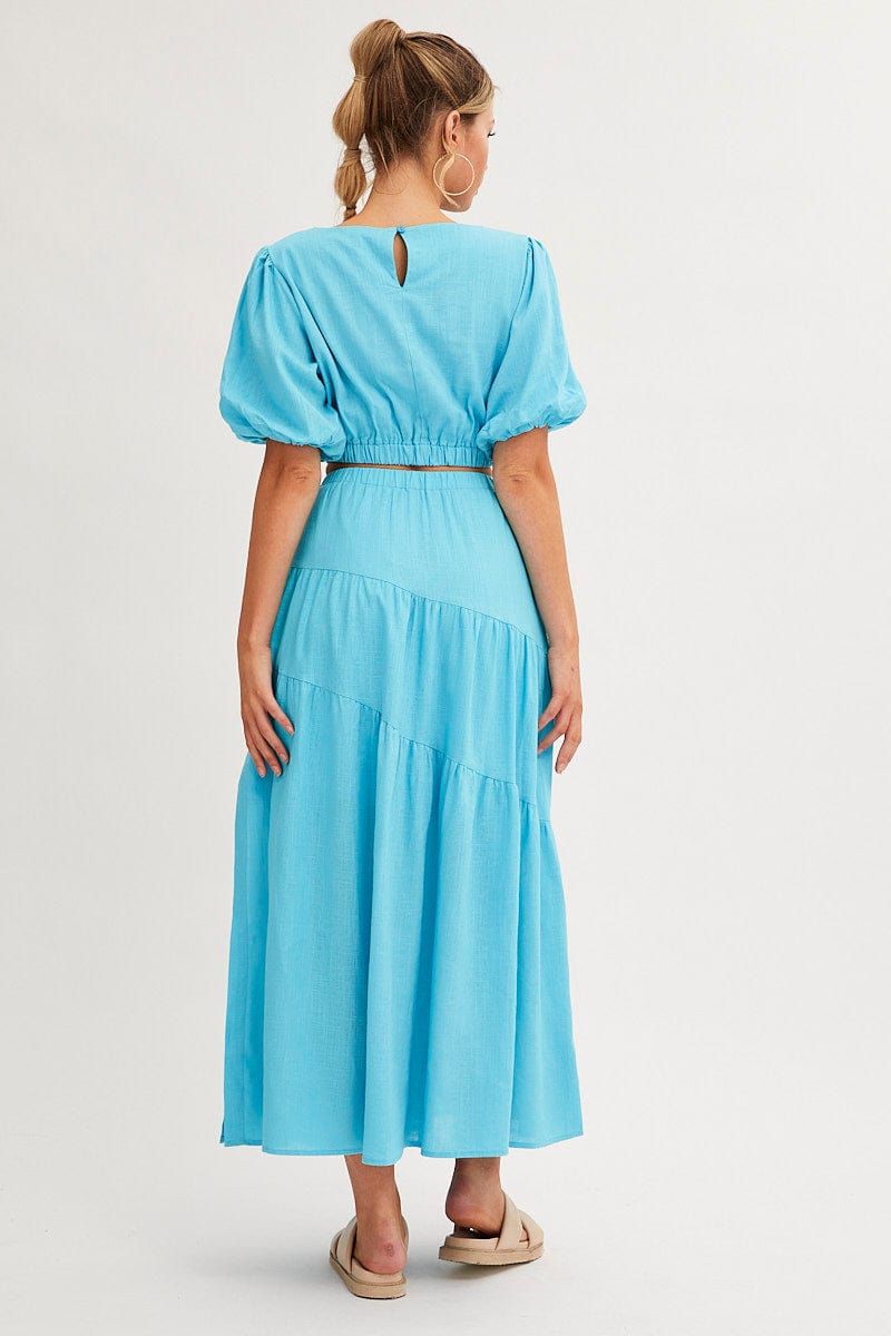 Blue Maxi Skirt Asymmetric Tier sold by Ally Fashion product image thumbnail 5