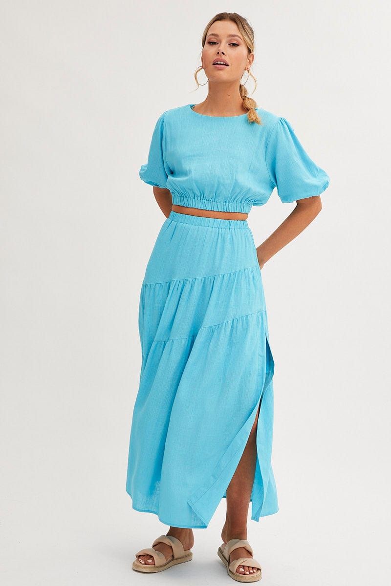 Blue Maxi Skirt Asymmetric Tier sold by Ally Fashion product image thumbnail 3