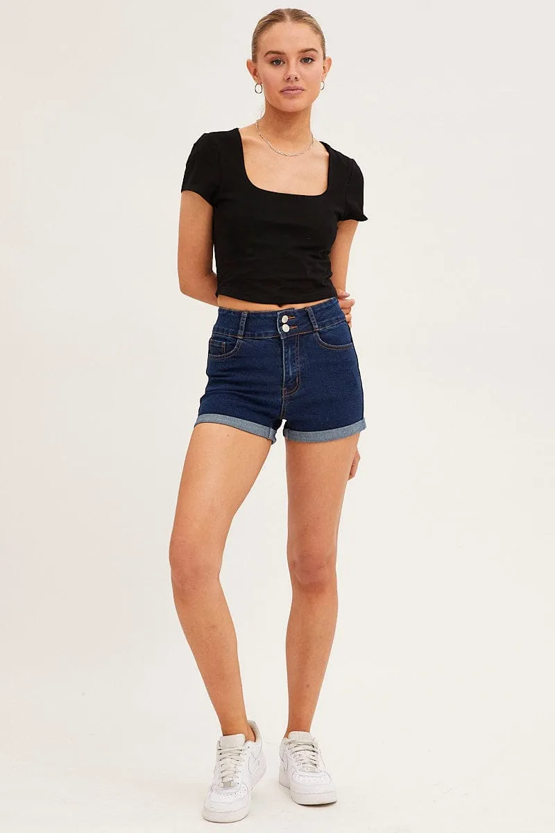 Blue Denim Shorts Skinny High Rise sold by Ally Fashion product image thumbnail 3