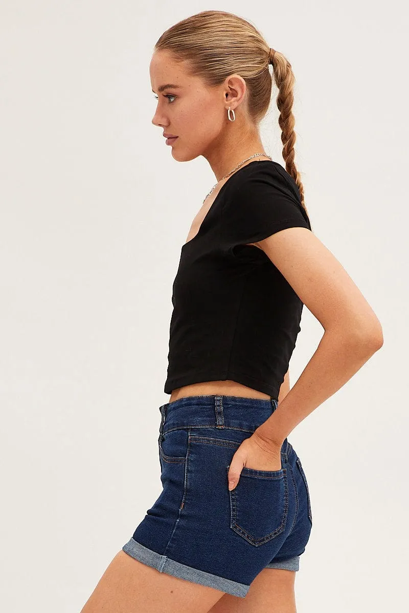 Blue Denim Shorts Skinny High Rise sold by Ally Fashion product image thumbnail 4