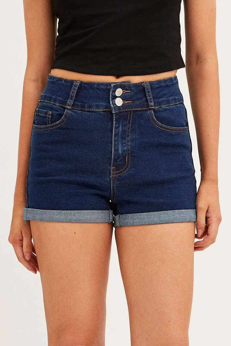 Blue Denim Shorts Skinny High Rise sold by Ally Fashion product image thumbnail 2