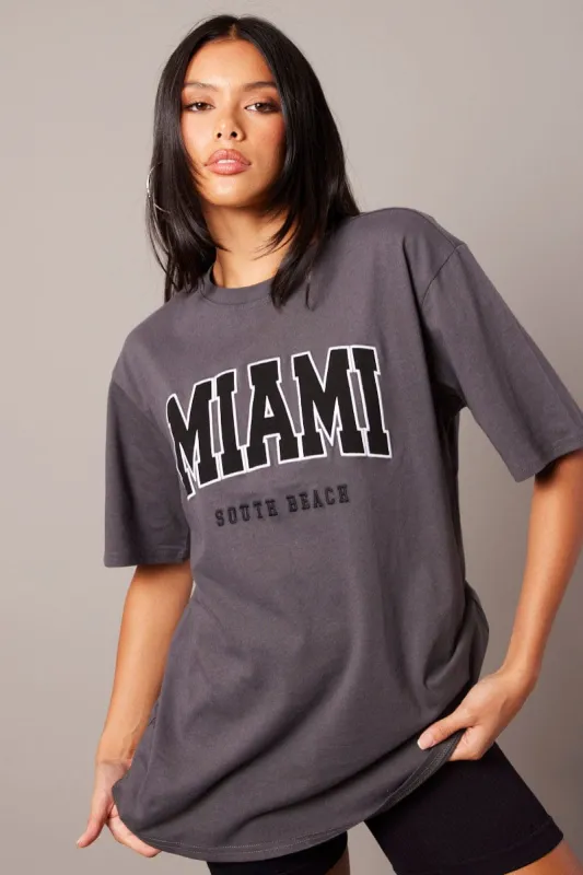 Grey Graphic Tee Short Sleeve sold by Ally Fashion