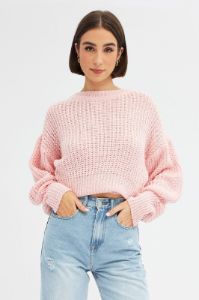 Pink Knit Top Long Sleeve Relaxed sold by Ally Fashion