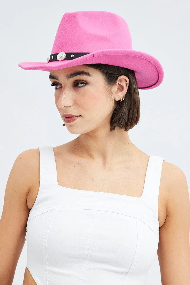 Pink Cowboy Western Studded Belt Detail Hat sold by Ally Fashion product image thumbnail 2