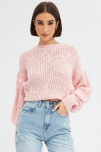 Pink Knit Top Long Sleeve Relaxed sold by Ally Fashion