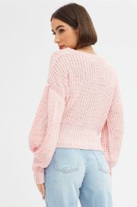 Pink Knit Top Long Sleeve Relaxed sold by Ally Fashion