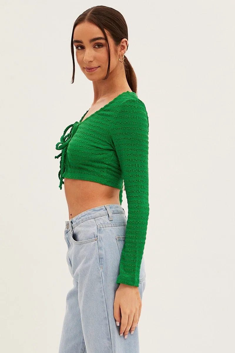 Green Textured Top Front Tie sold by Ally Fashion product image thumbnail 4