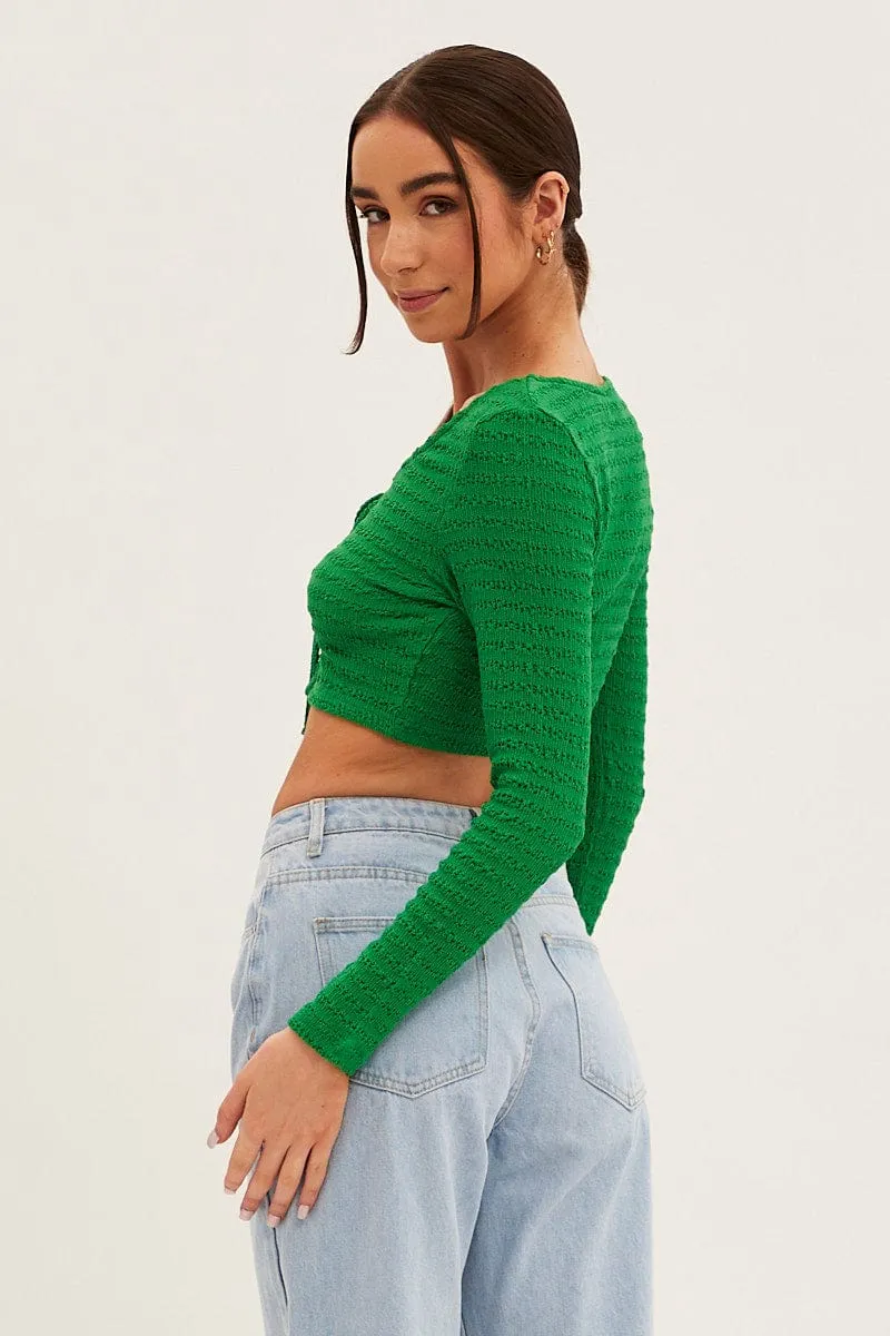 Green Textured Top Front Tie sold by Ally Fashion product image thumbnail 5