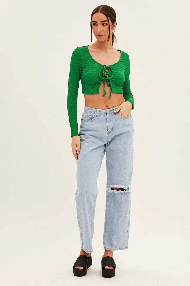 Green Textured Top Front Tie sold by Ally Fashion product image thumbnail 2