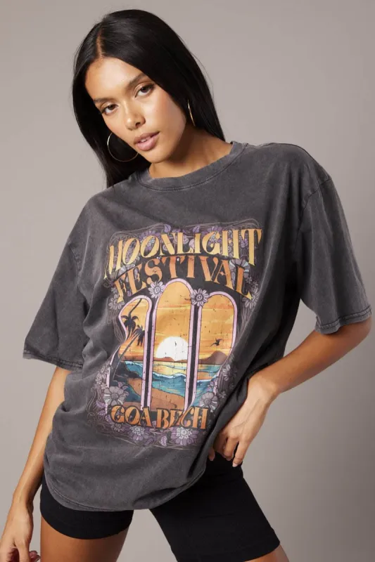 Grey Graphic Tee Short Sleeve sold by Ally Fashion