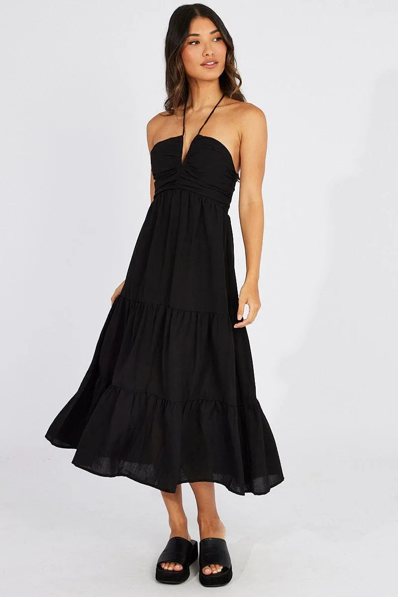 Black Maxi Dress Halter Neck Tiered sold by Ally Fashion product image thumbnail 2