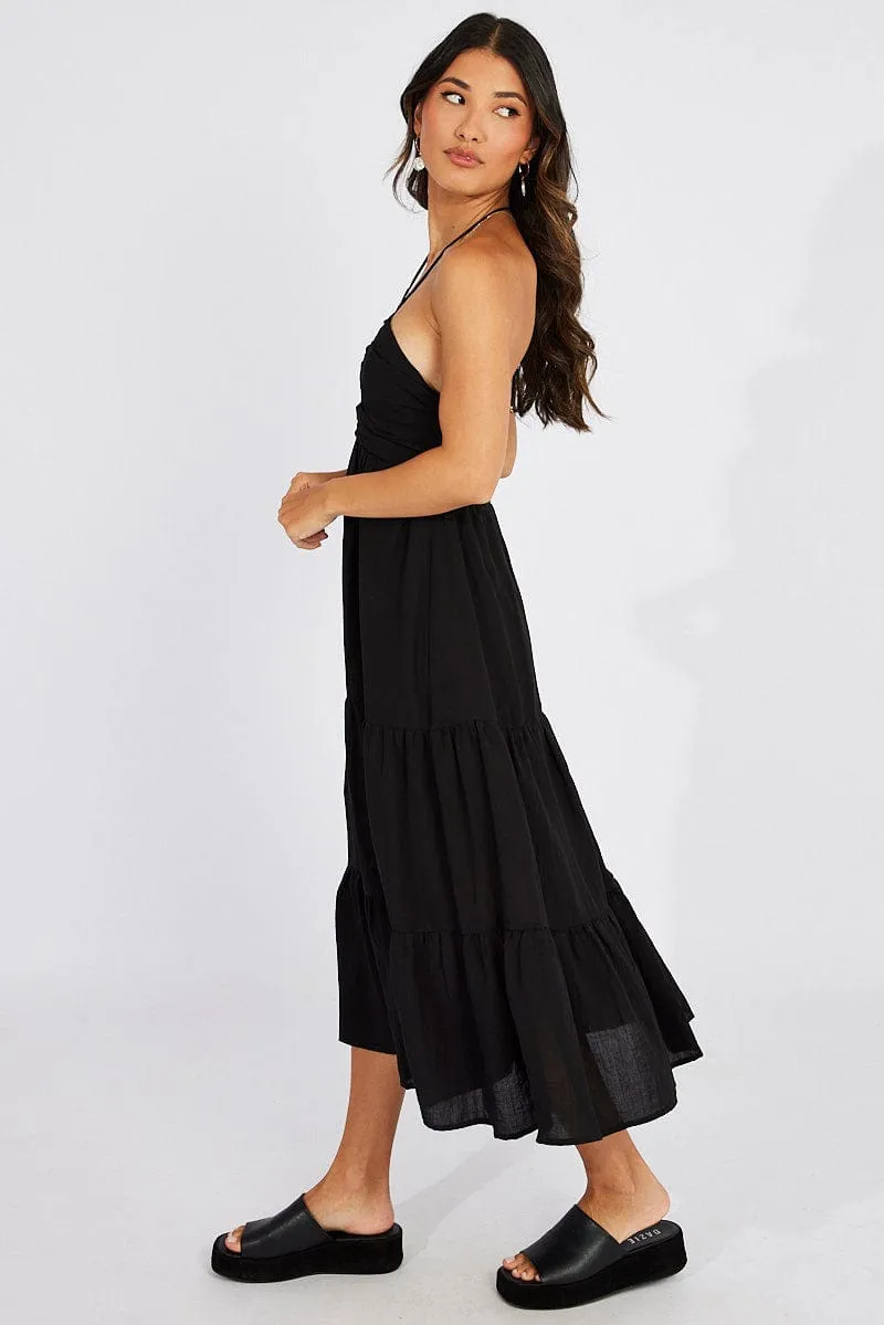 Black Maxi Dress Halter Neck Tiered sold by Ally Fashion product image thumbnail 4