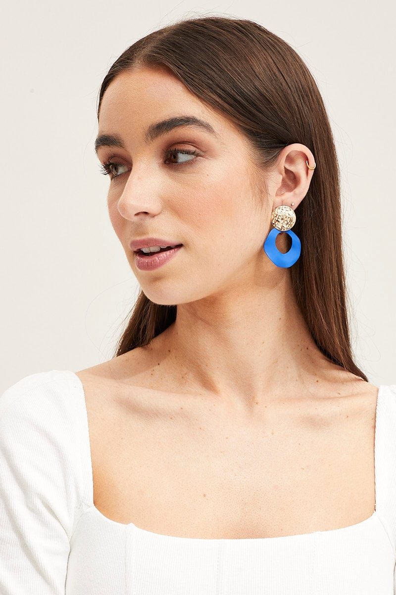 Blue Geometric Earrings sold by Ally Fashion