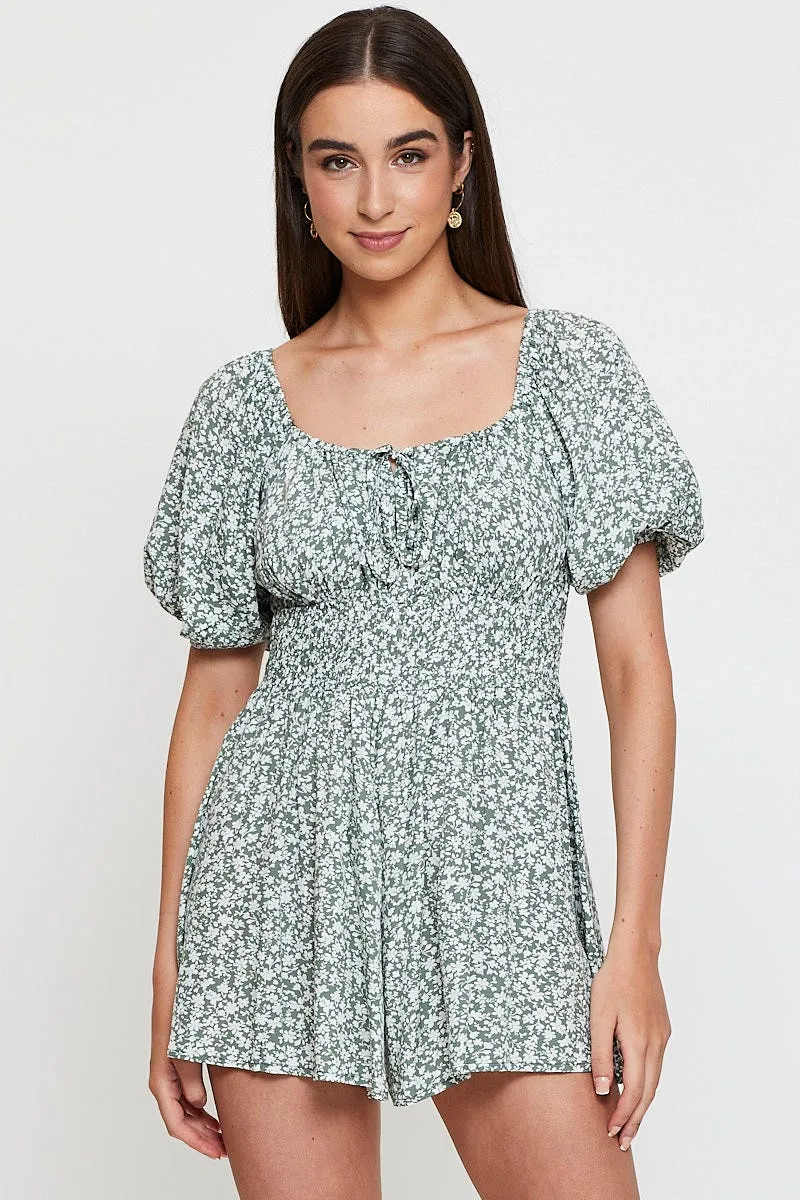 Print Playsuit Short Sleeve sold by Ally Fashion