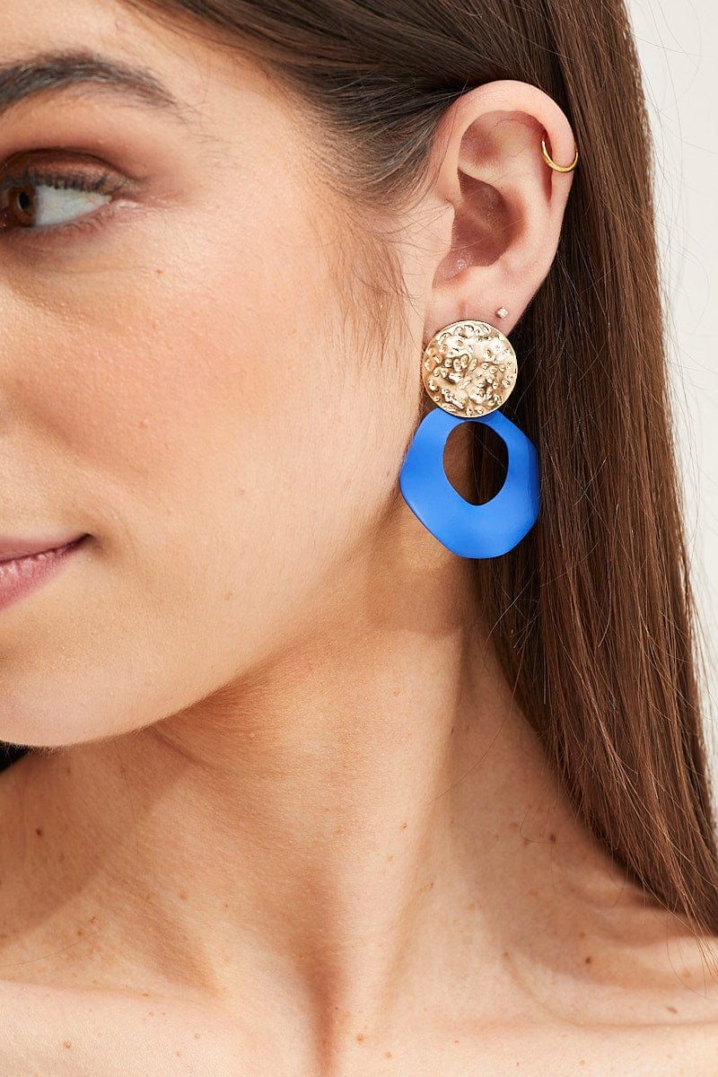 Blue Geometric Earrings sold by Ally Fashion product image thumbnail 2