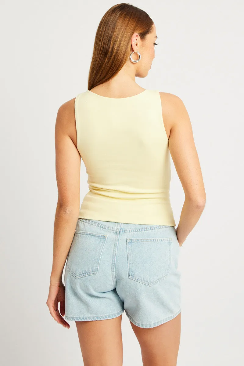 Yellow Tank Top Sleeveless Boat Neck sold by Ally Fashion product image thumbnail 5