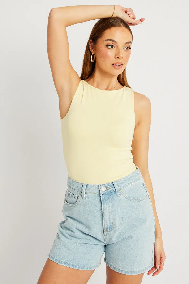 Yellow Tank Top Sleeveless Boat Neck sold by Ally Fashion product image thumbnail 3