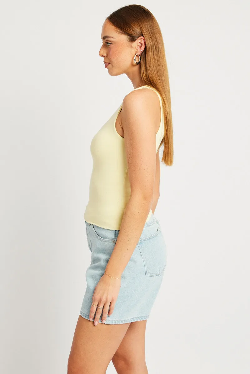 Yellow Tank Top Sleeveless Boat Neck sold by Ally Fashion product image thumbnail 4
