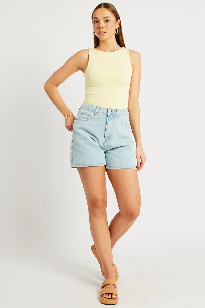 Yellow Tank Top Sleeveless Boat Neck sold by Ally Fashion product image thumbnail 2