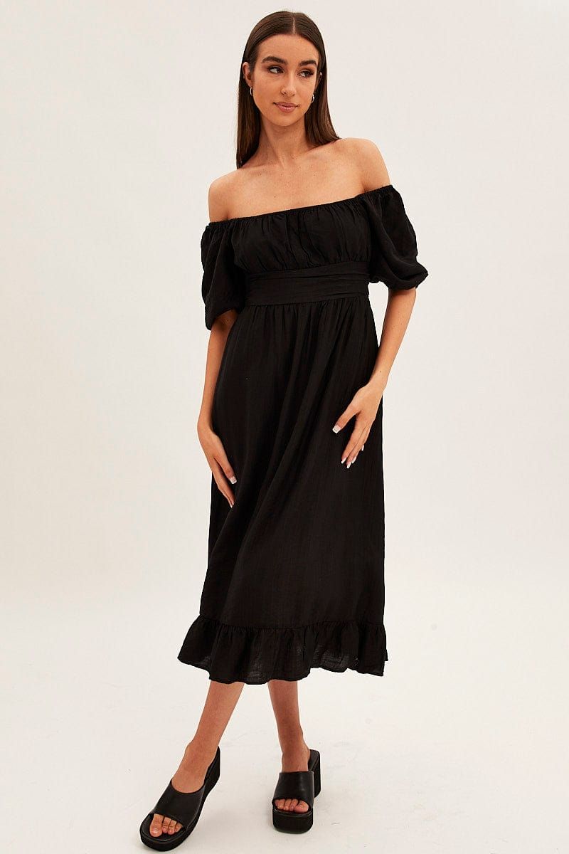 Black Maxi Dress One Shoulder sold by Ally Fashion