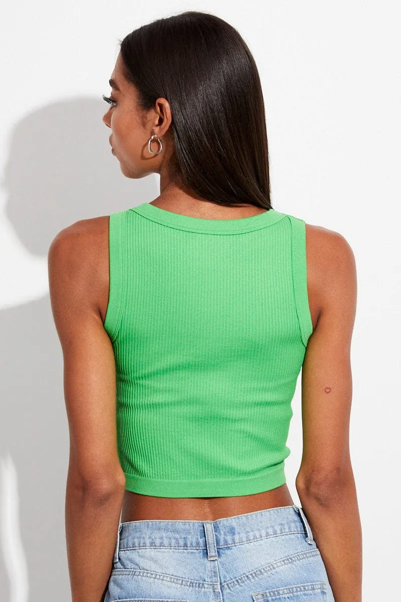 Green Seamless Rib Tank Top sold by Ally Fashion product image thumbnail 5