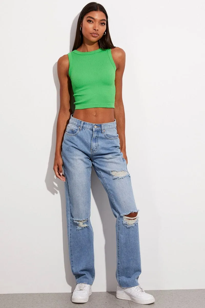 Green Seamless Rib Tank Top sold by Ally Fashion product image thumbnail 2