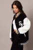 Black Varsity Jacket Long Sleeves Embroidery Details sold by Ally Fashion