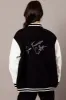 Black Varsity Jacket Long Sleeves Embroidery Details sold by Ally Fashion
