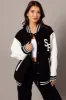 Black Varsity Jacket Long Sleeves Embroidery Details sold by Ally Fashion