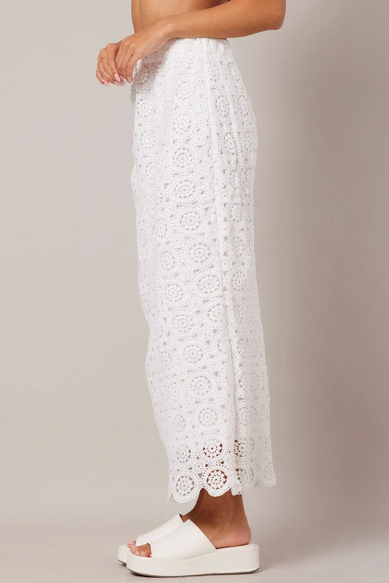 White Midi Skirt High Rise Lace sold by Ally Fashion product image thumbnail 4