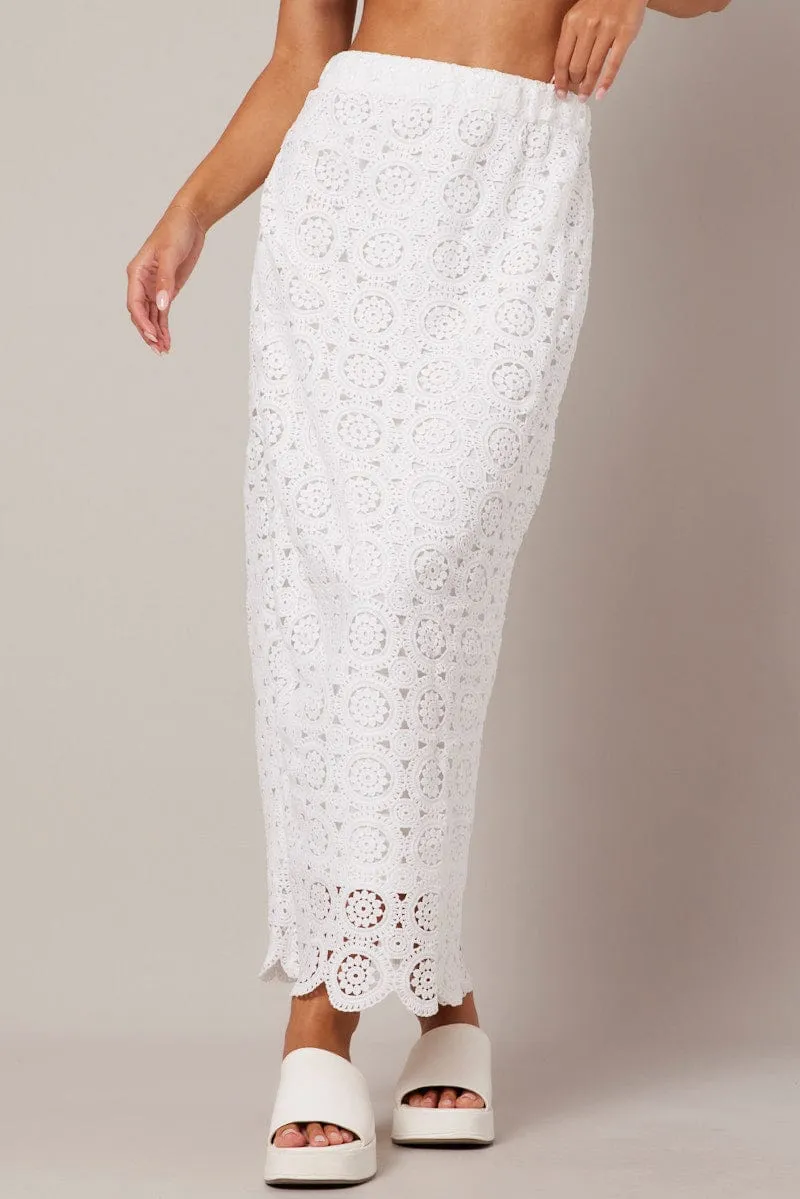 White Midi Skirt High Rise Lace sold by Ally Fashion product image thumbnail 3