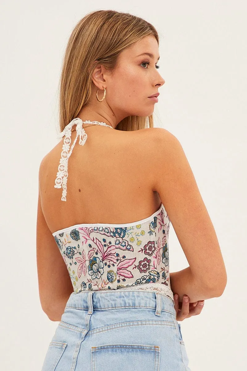 White Floral Corset Top sold by Ally Fashion product image thumbnail 5
