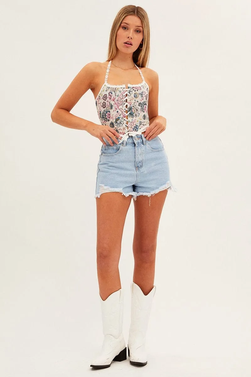 White Floral Corset Top sold by Ally Fashion product image thumbnail 2