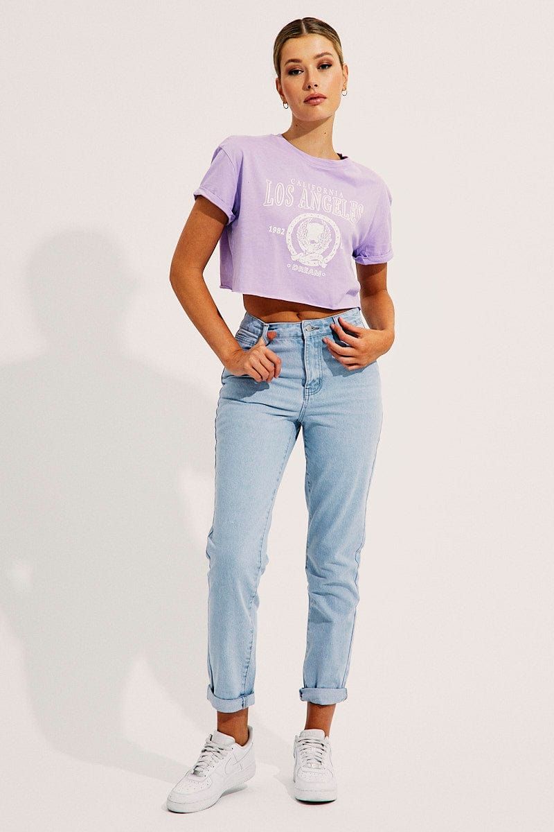 Purple Crop T-Shirt sold by Ally Fashion product image thumbnail 2
