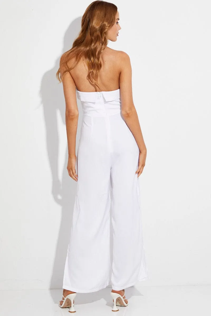 White Strapless Jumpsuit Side Split sold by Ally Fashion product image thumbnail 5