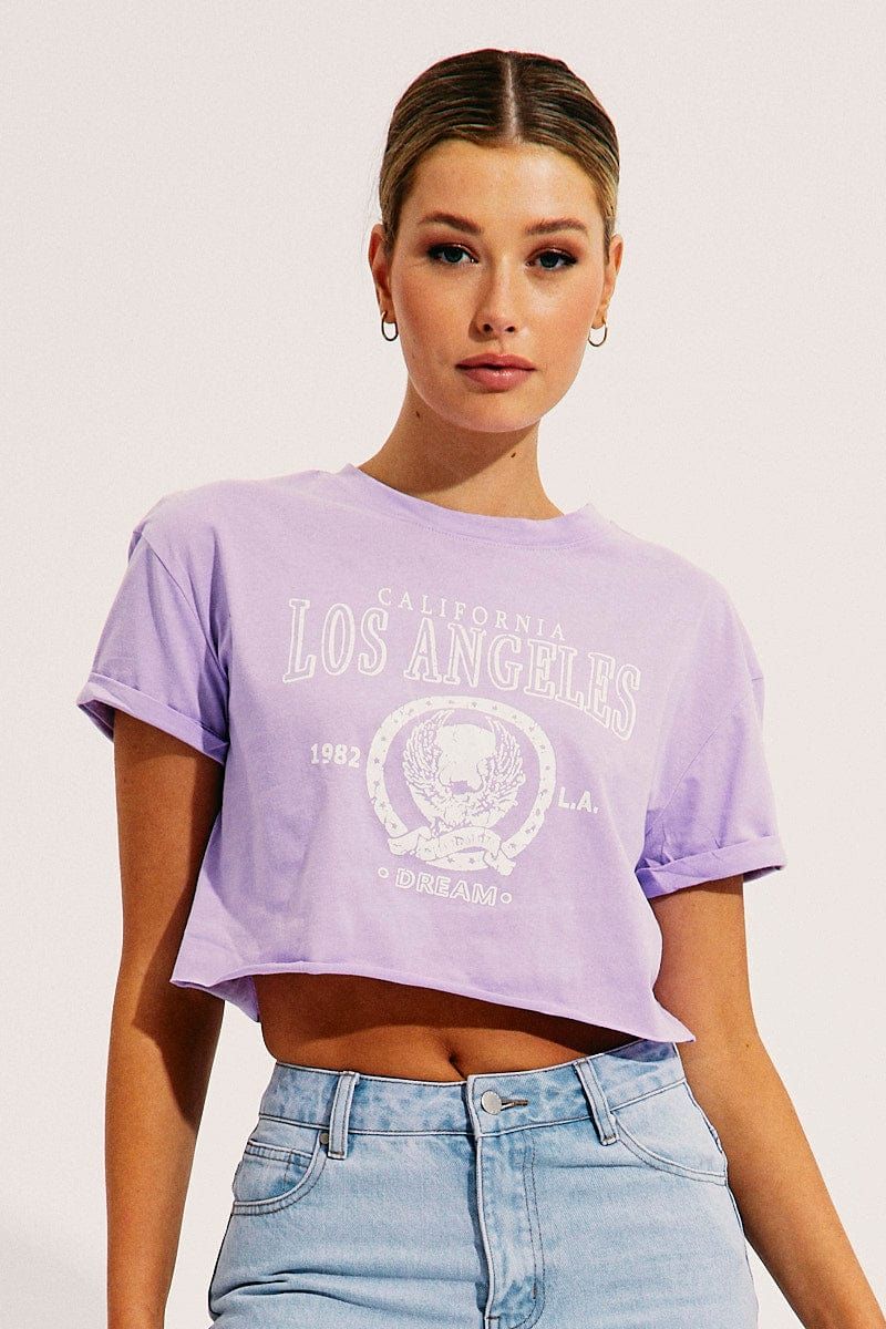 Purple Crop T-Shirt sold by Ally Fashion product image thumbnail 3