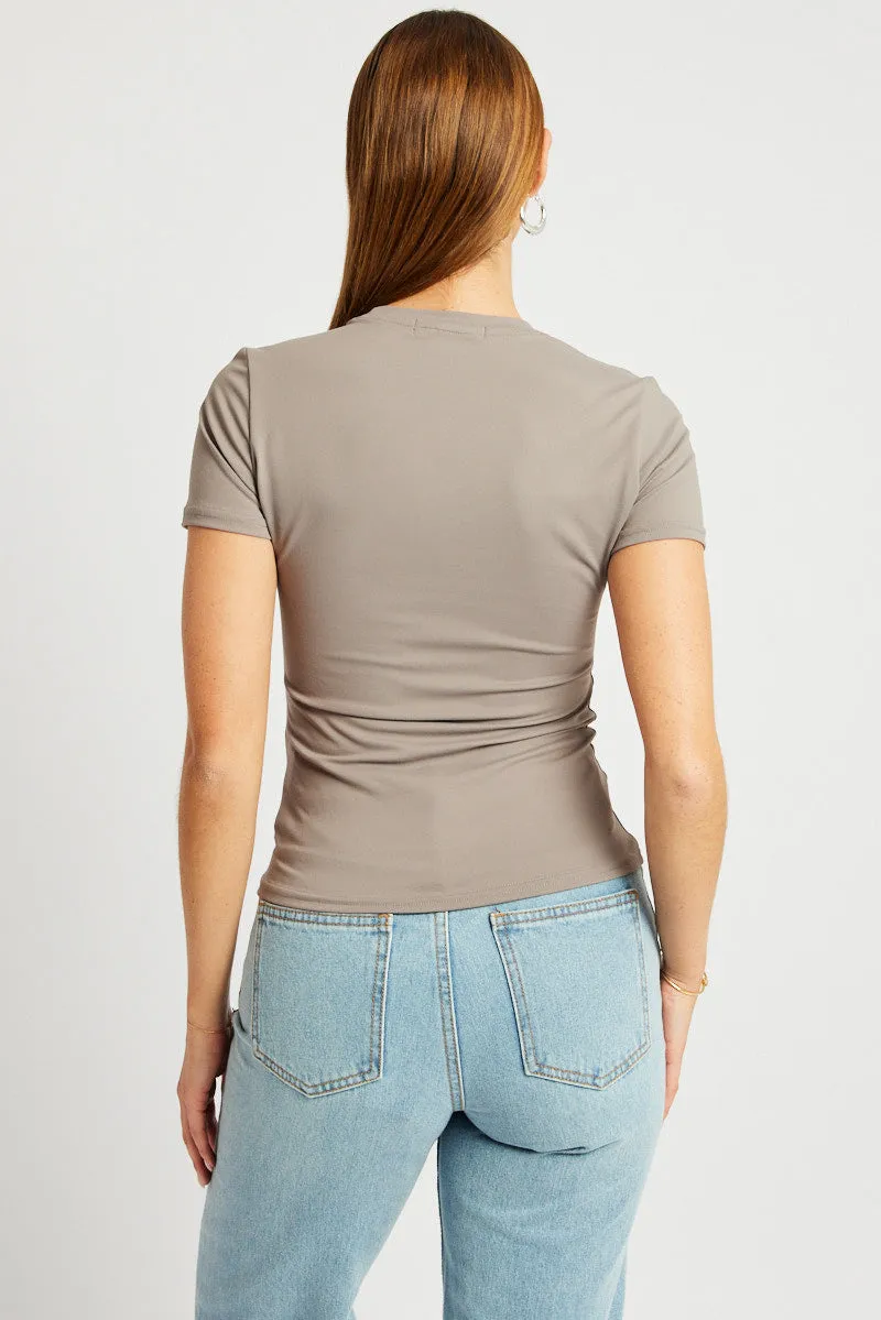 Brown Supersoft Top Short Sleeve sold by Ally Fashion product image thumbnail 5