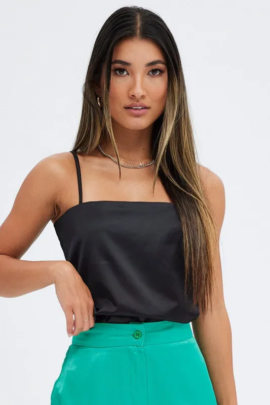 Black Cami Sleeveless Longline Tunic Top sold by Ally Fashion