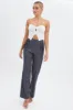Grey Straight Leg Pants High Rise Tailored Lace Up sold by Ally Fashion