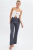 Grey Straight Leg Pants High Rise Tailored Lace Up sold by Ally Fashion