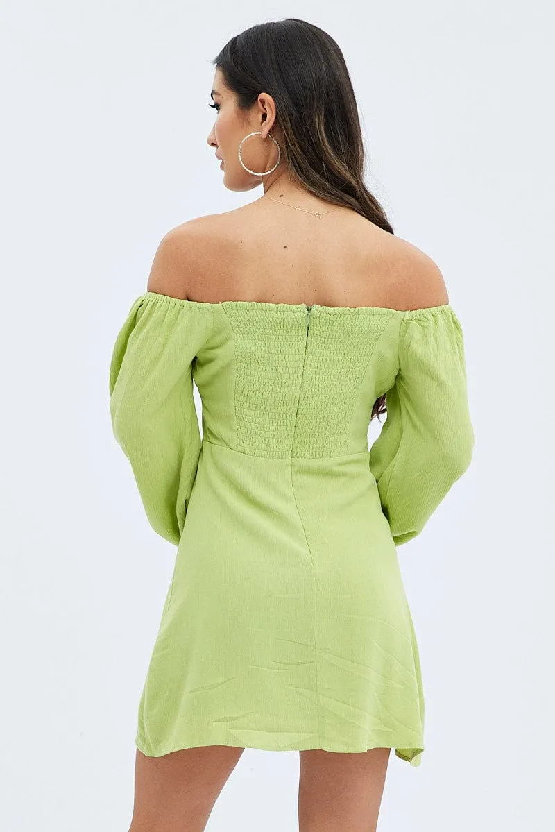 Green Mini Dress Ruched Bust Long Sleeve sold by Ally Fashion product image thumbnail 5