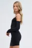 Black Mini Dress Long Sleeves V-Neck Keyhole Bodycon sold by Ally Fashion