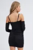 Black Mini Dress Long Sleeves V-Neck Keyhole Bodycon sold by Ally Fashion