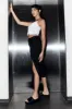 Black Rib Front Slit Skinny Skirt sold by Ally Fashion