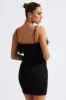 Black Faux Feather Trim Bodycon Strappy Mini Dress sold by Ally Fashion