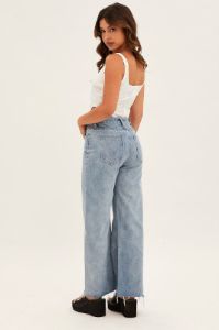 Blue Denim Jeans High Rise Wide Leg sold by Ally Fashion